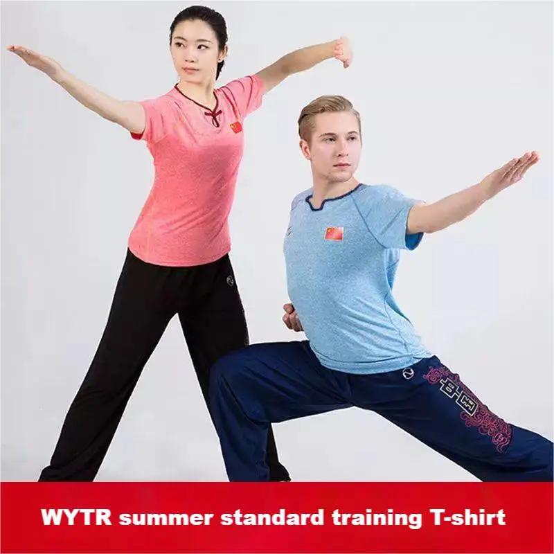 WYTR 우슈 무술 중국 스타일 반팔 트레이닝 티셔츠, 쿵푸 셔츠, 클래식 유니폼, 유니섹스 셔츠 상의